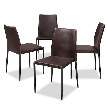 Pascha Modern Brown Faux Leather Upholstered Dining Chair, PK4